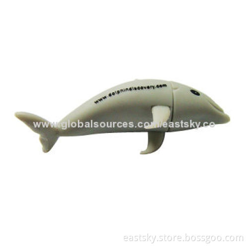 Dolphin-shaped USB, Made of Soft PVC Material, OEM Orders are WelcomeNew